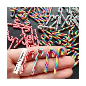 100 bastones de caramelo de arcilla rojo y blanco_3