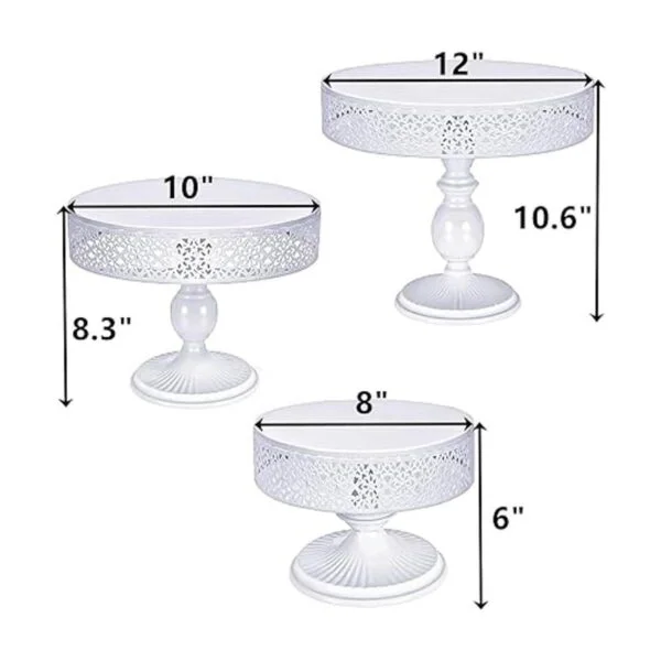 Peohud Paquete de 3 soportes de metal blanco para tartas_2