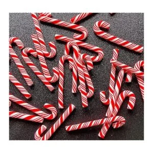 100 bastones de caramelo de arcilla rojo y blanco_2