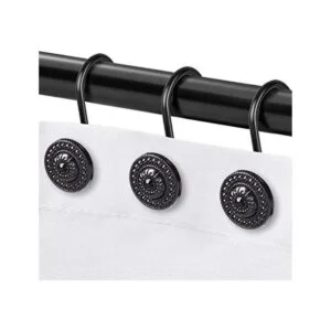 Ganchos negros para cortina de ducha anillos decorativos_1