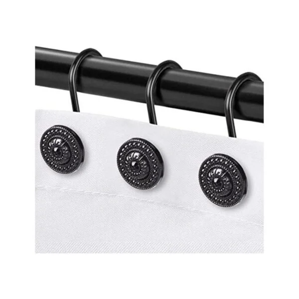 Ganchos negros para cortina de ducha anillos decorativos_1