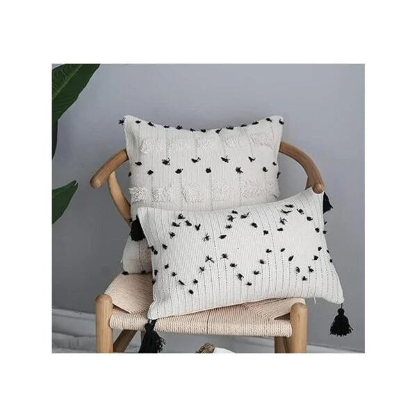 LIGICKY Fundas de almohada bohemias de color negro y beige_2