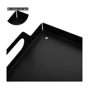 Peohud Paquete de 2 bandejas de metal negro para servir_3