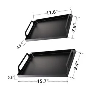 Peohud Paquete de 2 bandejas de metal negro para servir_2