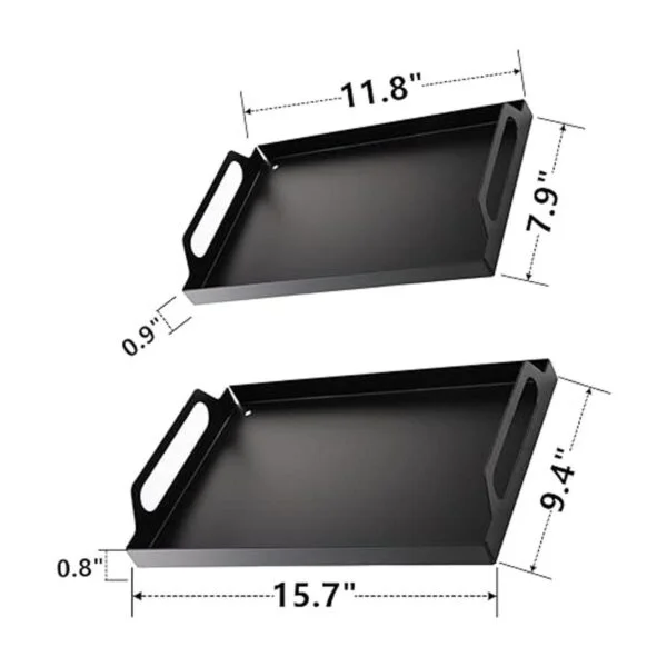 Peohud Paquete de 2 bandejas de metal negro para servir_2