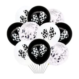 30 globos de látex a cuadros para autos de carreras con_1
