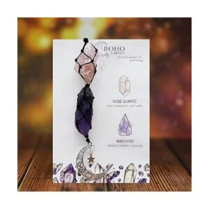 Boho Garden Dije colgante para automóvil Cuarzo rosa_2