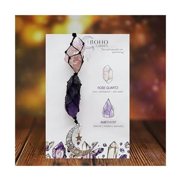 Boho Garden Dije colgante para automóvil Cuarzo rosa_2