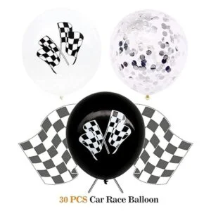 30 globos de látex a cuadros para autos de carreras con_2