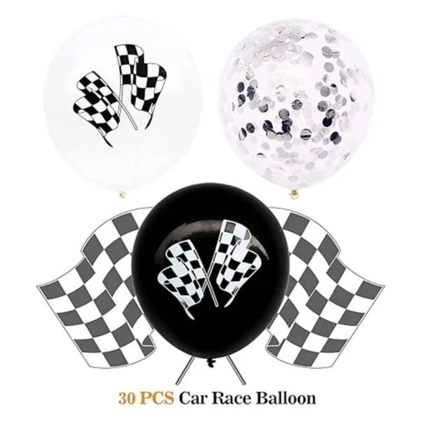 30 globos de látex a cuadros para autos de carreras con_2