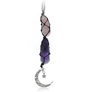 Boho Garden Dije colgante para automóvil Cuarzo rosa_1