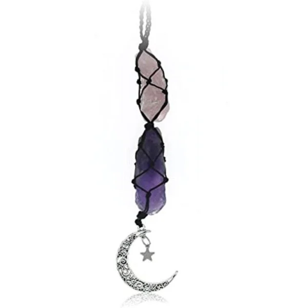 Boho Garden Dije colgante para automóvil Cuarzo rosa_1