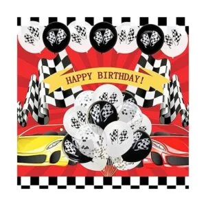 30 globos de látex a cuadros para autos de carreras con_4