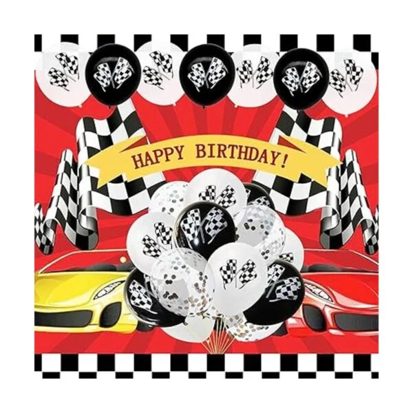 30 globos de látex a cuadros para autos de carreras con_4