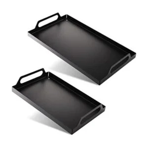 Peohud Paquete de 2 bandejas de metal negro para servir_1