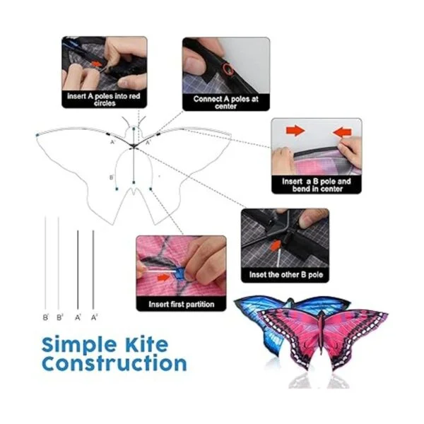 TOY Life Butterfly Kite for Kids Easy to Fly Large Kids_5