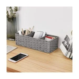 StorageWorks Cestas de mimbre de 3 secciones para