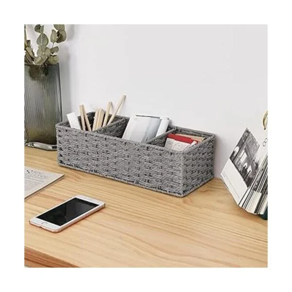 StorageWorks Cestas de mimbre de 3 secciones para