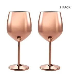 DEAYOU Paquete de 2 vasos de vino de acero inoxidable