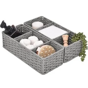 StorageWorks Cestas de mimbre de 3 secciones para