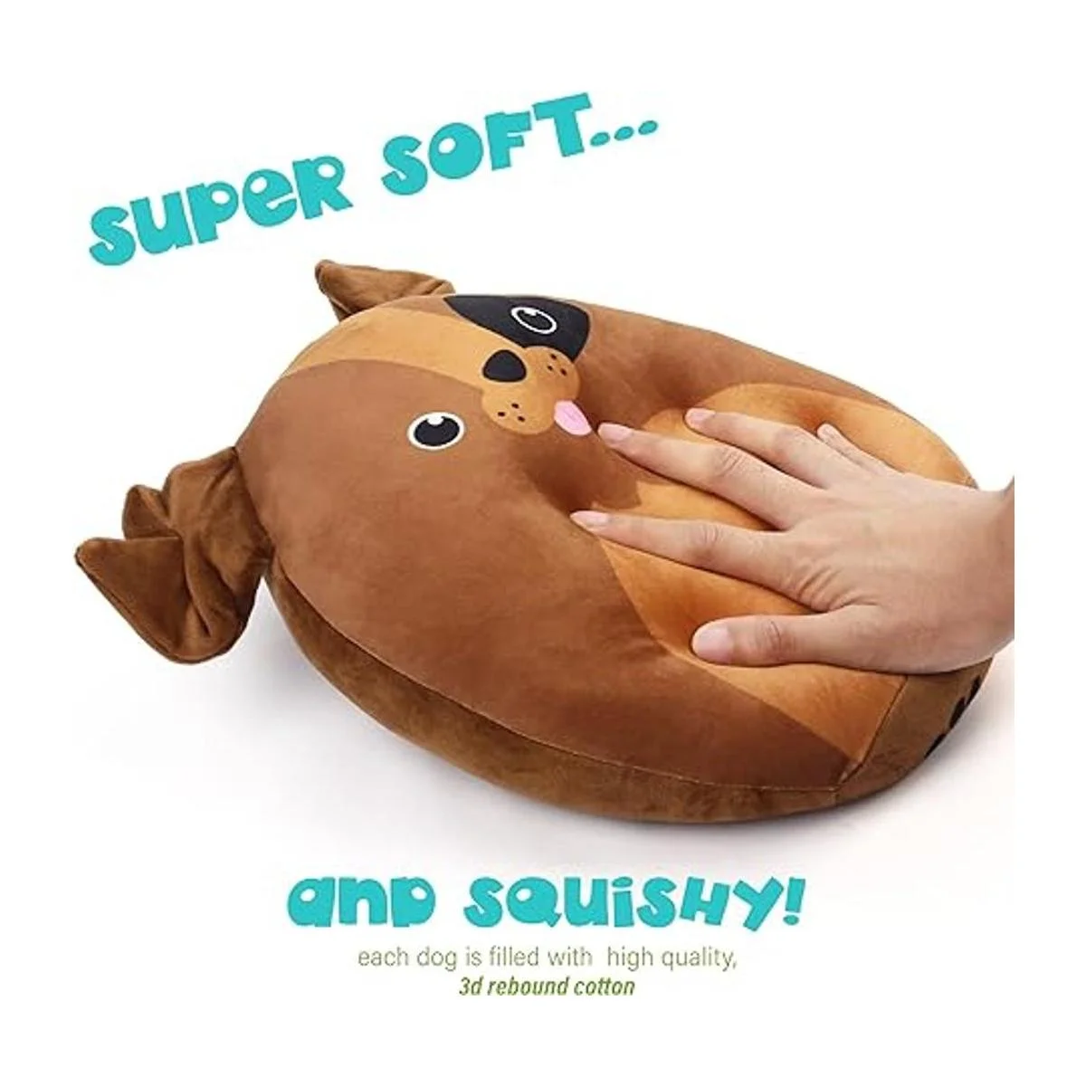 BenBen Juego de 3 cojines de peluche con diseño de perro_3