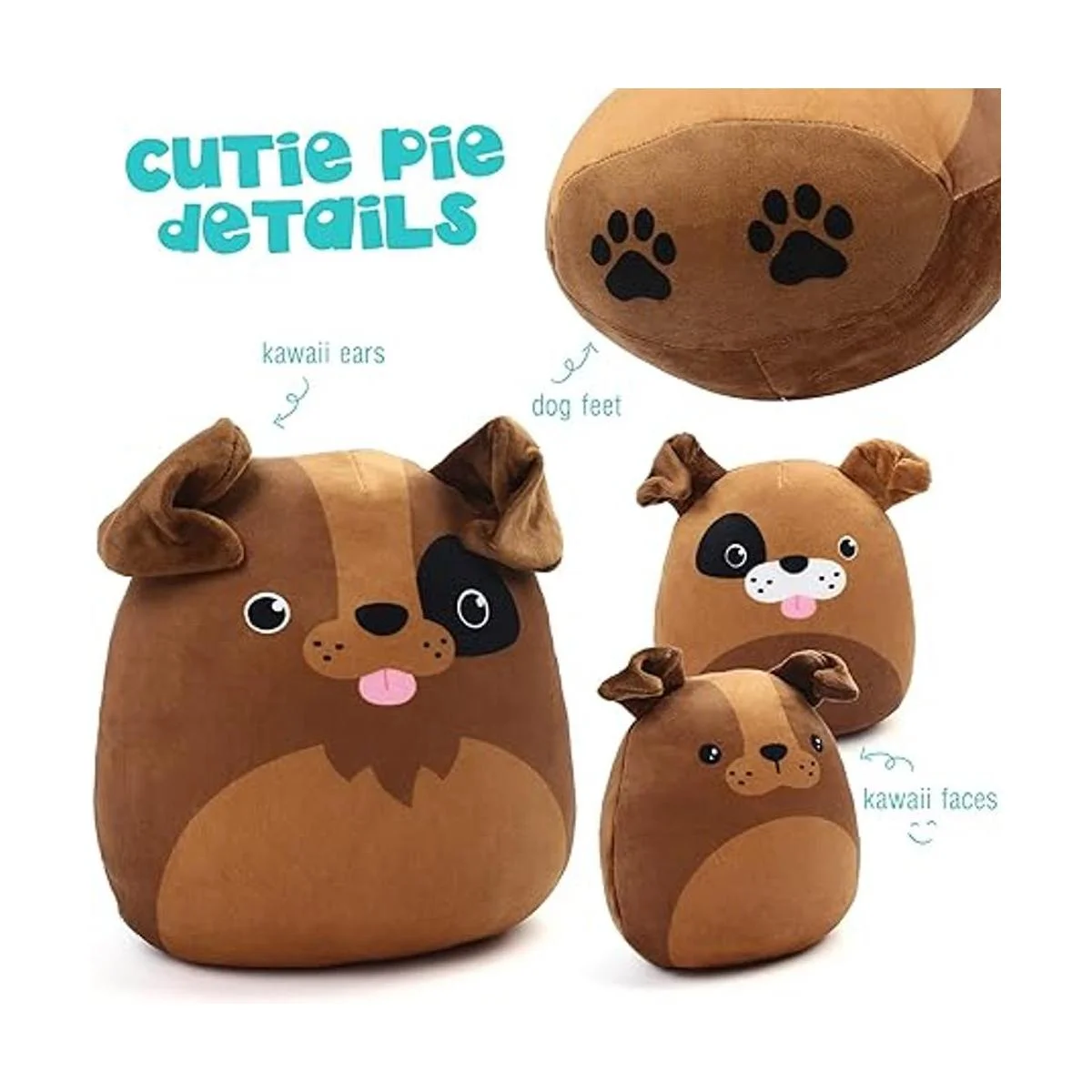 BenBen Juego de 3 cojines de peluche con diseño de perro_2