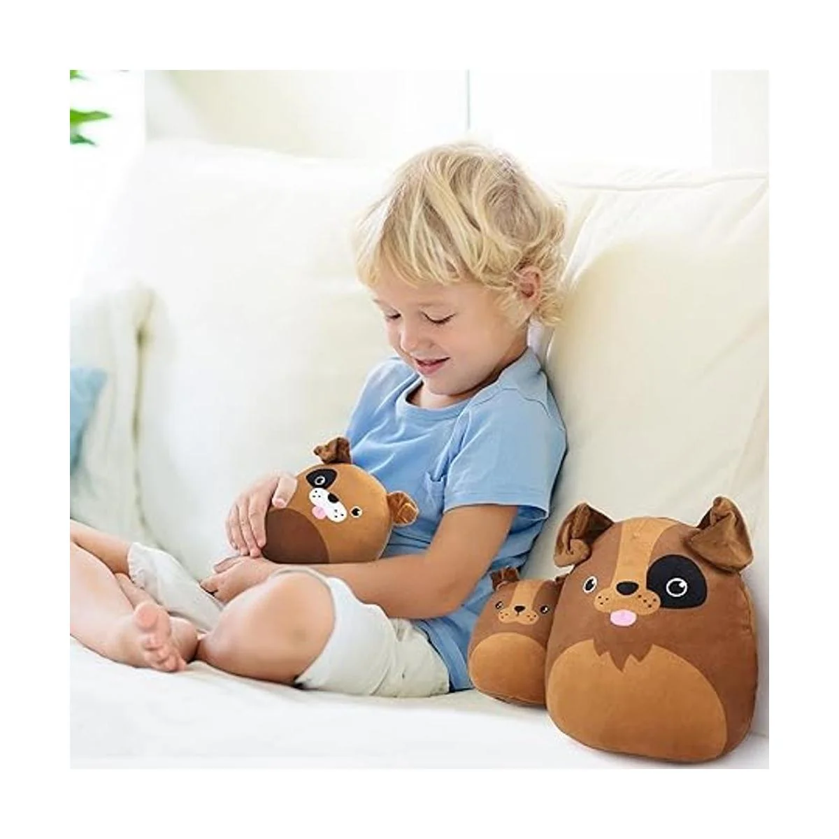 BenBen Juego de 3 cojines de peluche con diseño de perro_5