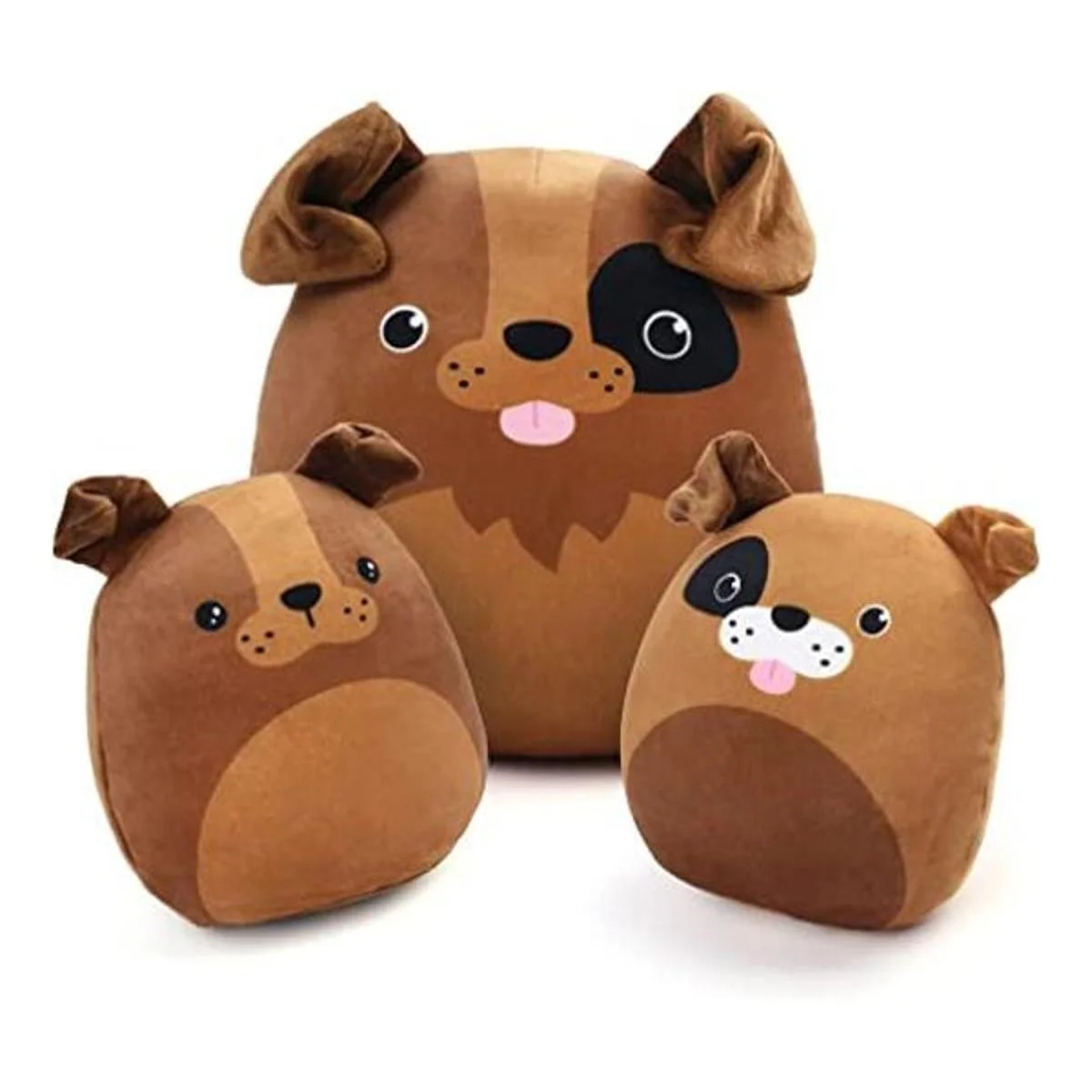 BenBen Juego de 3 cojines de peluche con diseño de perro_1