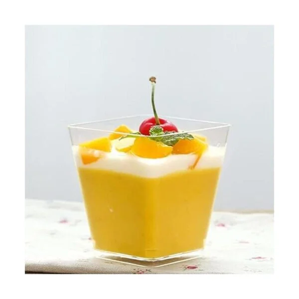50 tazas cuadradas de plástico para postres aperitivos de