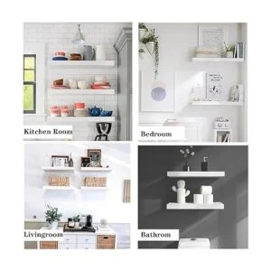 Juego de 2 estantes flotantes blancos de 23.6 pulgadas de_2