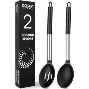 Juego de 2 cucharas de cocina de silicona grandes