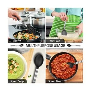 Juego de 2 cucharas de cocina de silicona grandes