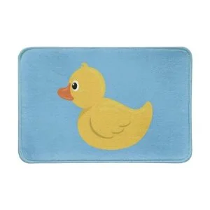 Alfombra de baño de goma azul pato de color amarillo