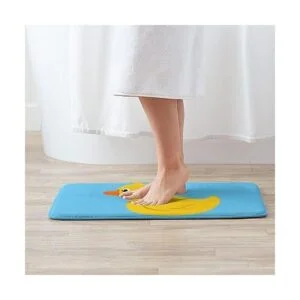 Alfombra de baño de goma azul pato de color amarillo
