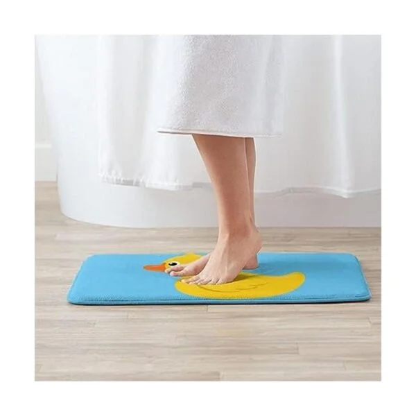 Alfombra de baño de goma azul pato de color amarillo