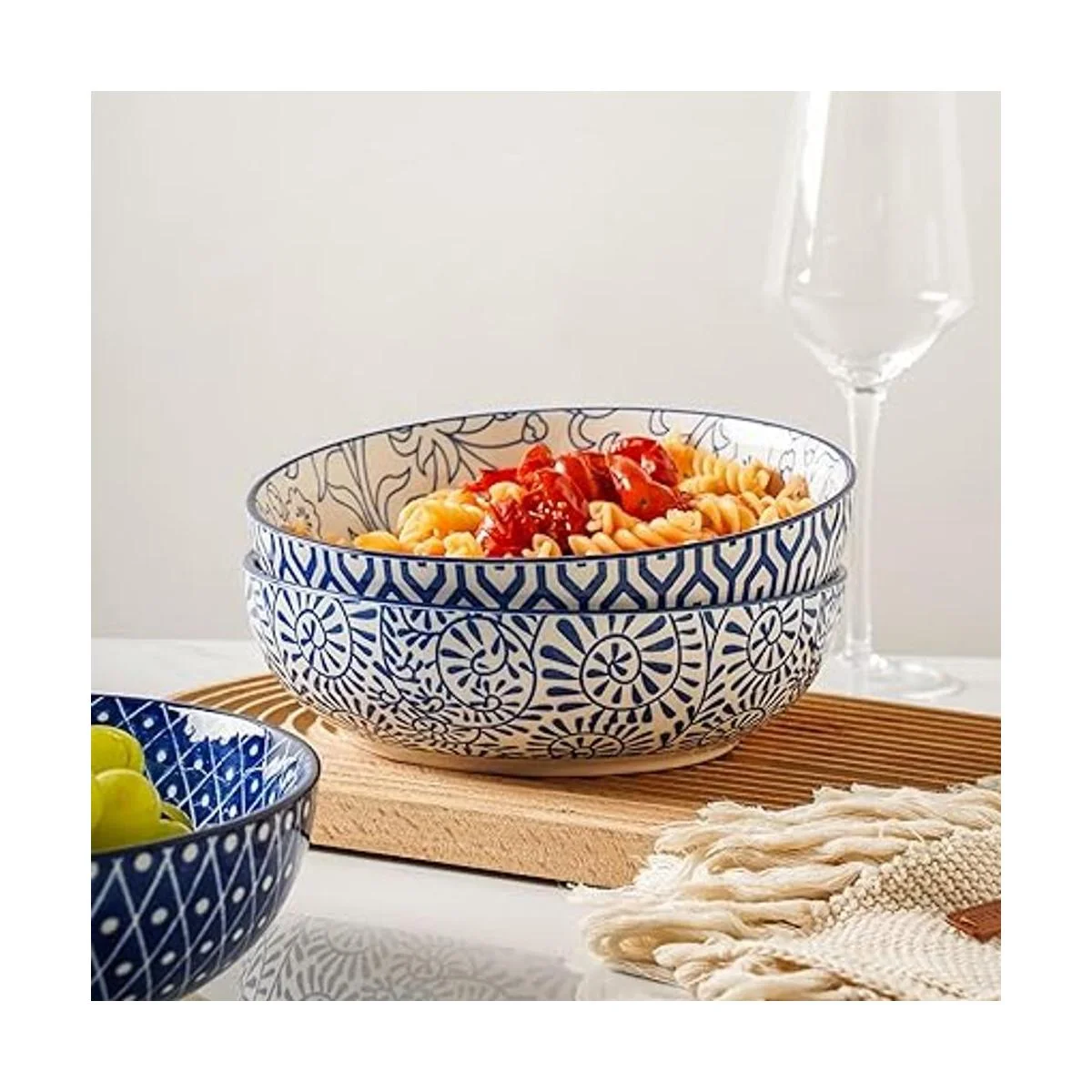 Selamica Juego de 4 cuencos grandes de cerámica de 30