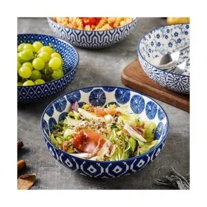 Selamica Juego de 4 cuencos grandes de cerámica de 30