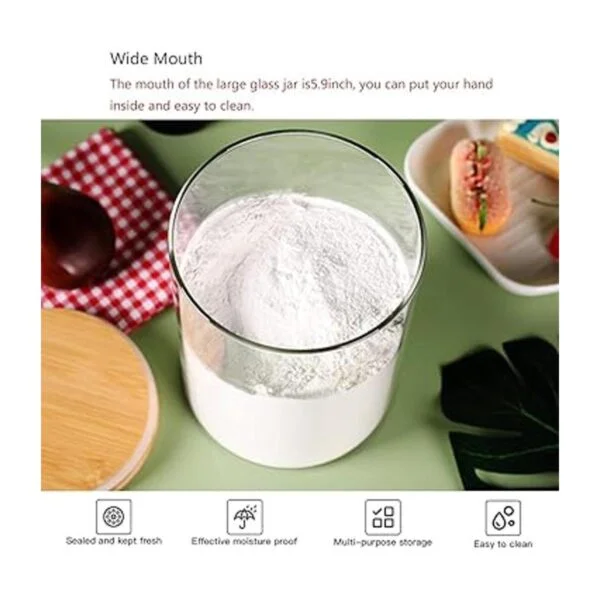 CZFWin Contenedor de harina de vidrio con tapa hermética