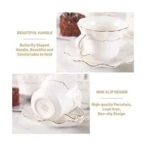 DUJUST Juego de 6 tazas de té y platillos 8.5 onzas_4