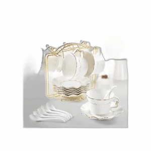 DUJUST Juego de 6 tazas de té y platillos 8.5 onzas_1