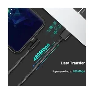 Cable USB C de ángulo recto de 9.8 ft de carga rápida 3_4