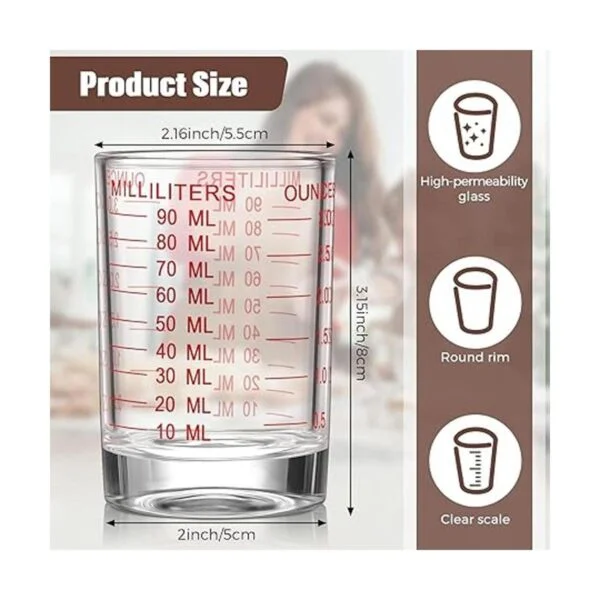 2 unidades de 3 oz de vaso de tiro de vidrio medido mini