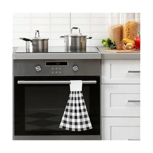 Oarencol Toalla de mano de cocina a cuadros negros y_5