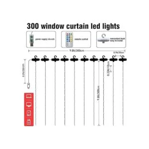 Dazzle Bright Tira de luces para cortina 300 luces LED de_2