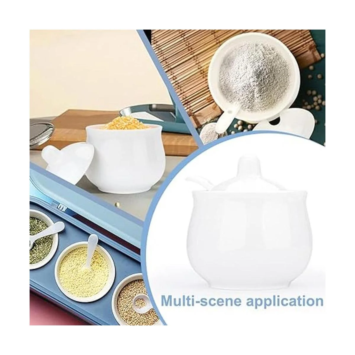 Swetwiny Azucarero de porcelana con tapa y cuchara tarro_3