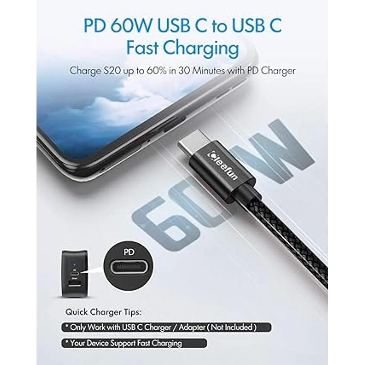 Cable USB C a USB C paquete de 5 336610 pies_2