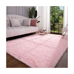 Keeko Alfombra de área de color rosa esponjosa bonita_1