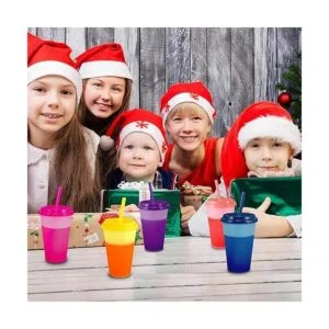 Vasos que cambian de color con tapas y pajitas para niños_3