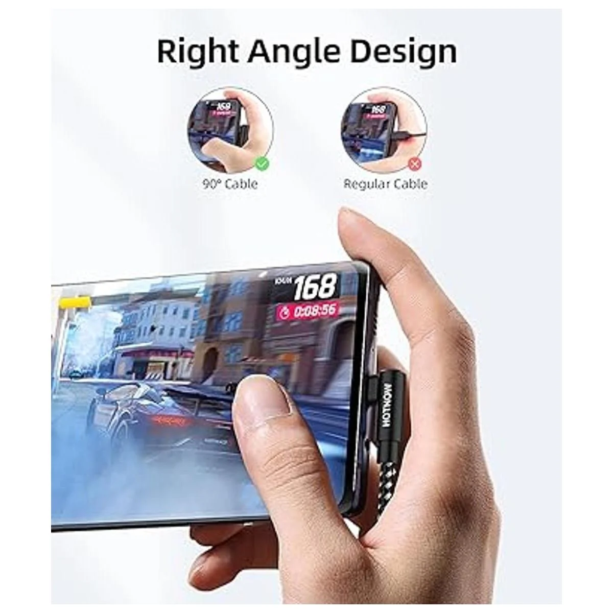 HOTNOW Cable USB C corto en ángulo recto de 1 pie 3_2