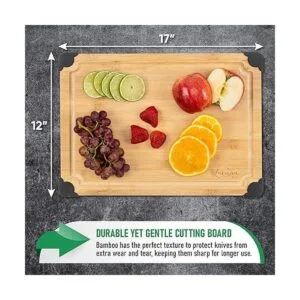 Tabla de cortar de bambú orgánico extra grande con